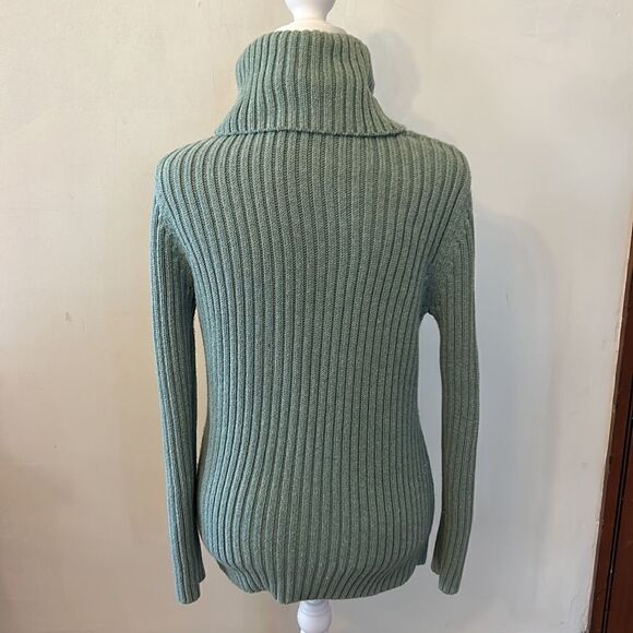 Talbots sage green long sleeve sequined turtleneck sweater Size MP - Picture 6 of 9